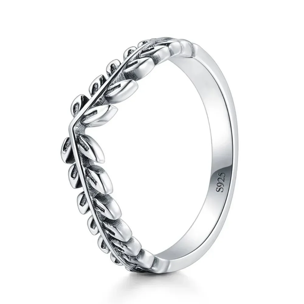 925 Oxidized Silver Leaves Wreath Ring - Picture 1 of 8